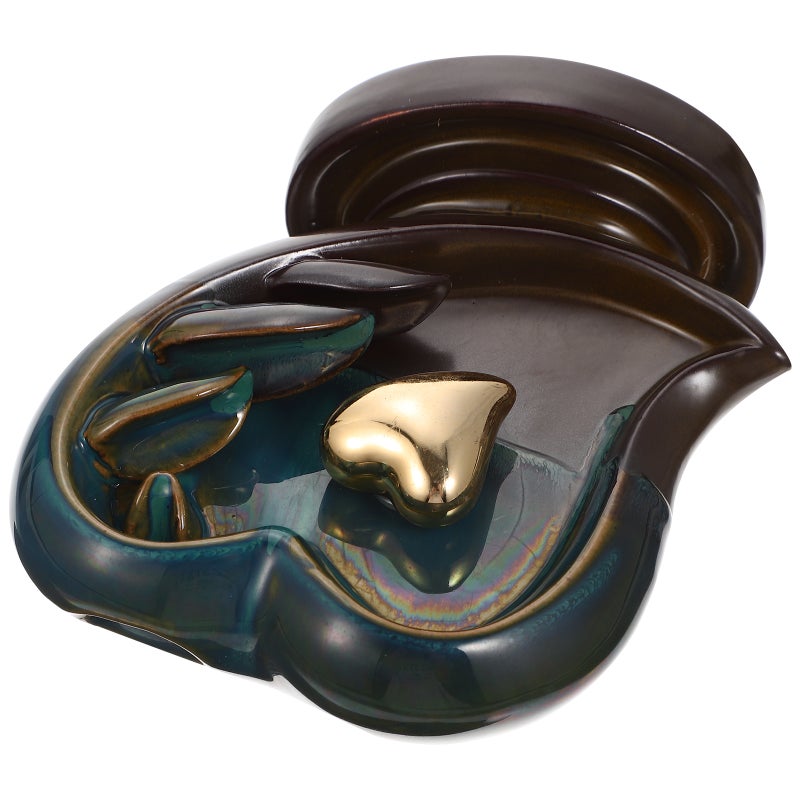 Ceramic Waterfall Incense Burner Heart-shaped Backflow Incense Cone Holder - Image 1