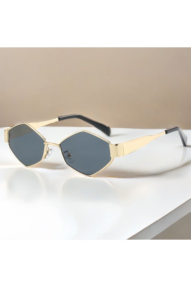 Luxury Metal Frame Sunglasses UV Protection 400 Unisex Outdoor Travel Driving Sunglasses Vintage Fashion Styled Full Rim Case and Cleaning Cloth Included (Gold and Grey) - Image 4