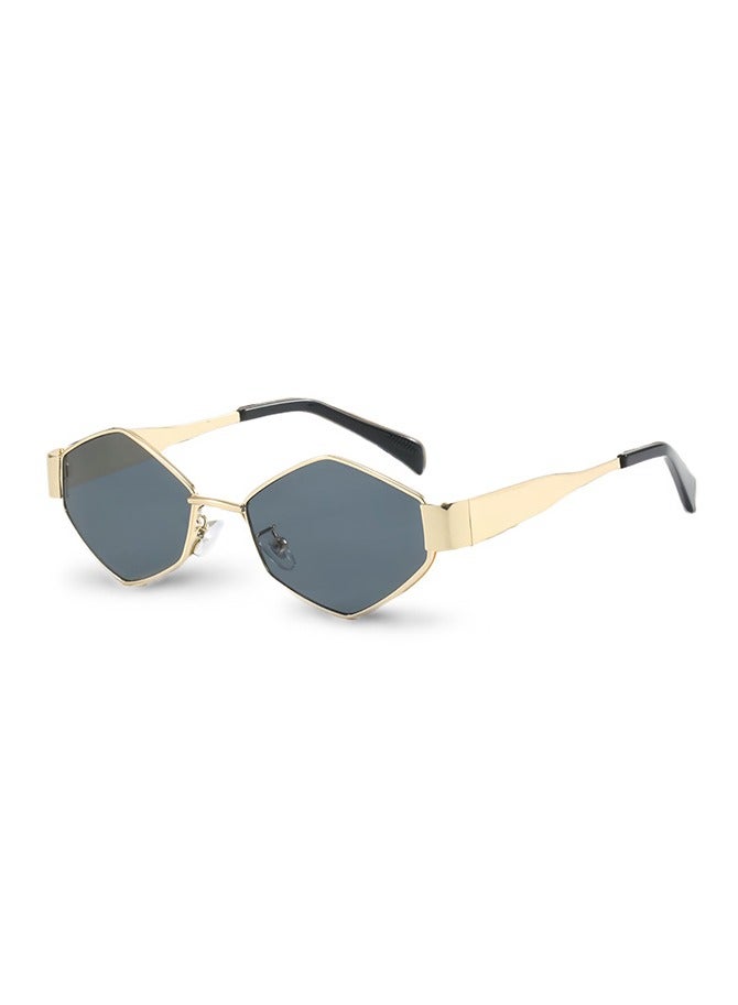 Luxury Metal Frame Sunglasses UV Protection 400 Unisex Outdoor Travel Driving Sunglasses Vintage Fashion Styled Full Rim Case and Cleaning Cloth Included (Gold and Grey) - Image 1