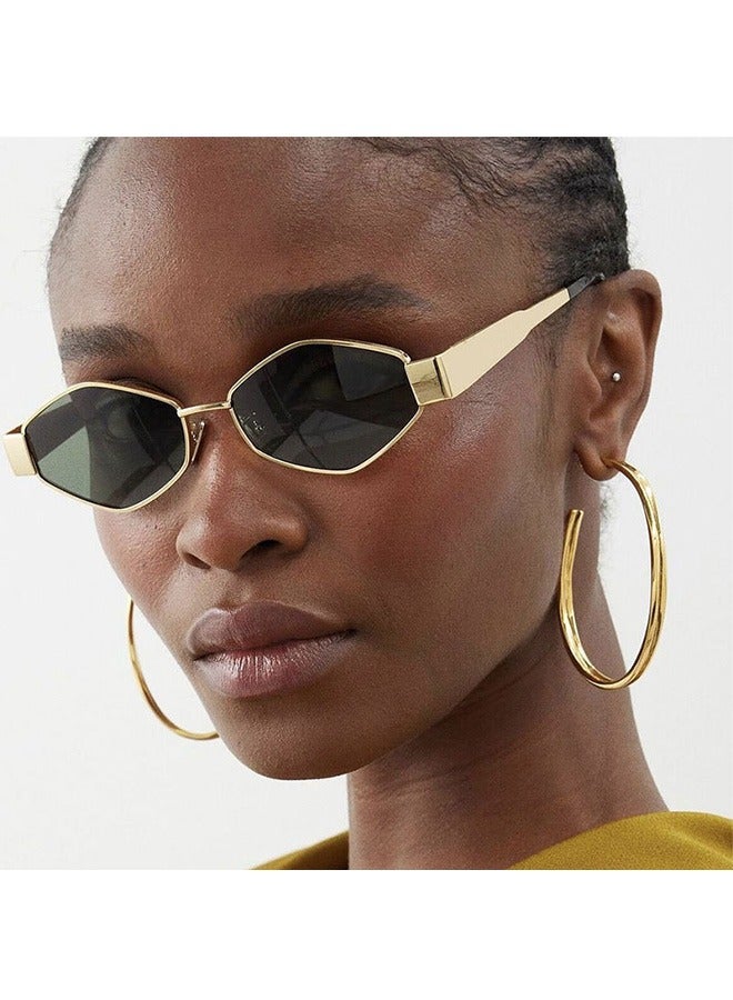 Luxury Metal Frame Sunglasses UV Protection 400 Unisex Outdoor Travel Driving Sunglasses Vintage Fashion Styled Full Rim Case and Cleaning Cloth Included (Gold and Grey) - Image 5