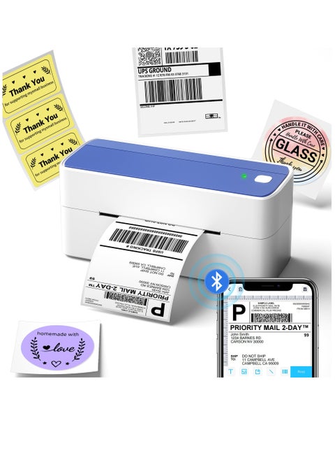 241-BT Bluetooth Thermal Label Printer, Wireless Shipping Label Printer for Small Business, Label Printer for Shipping Packages, Compatible with iPhone, Android (White Blue )