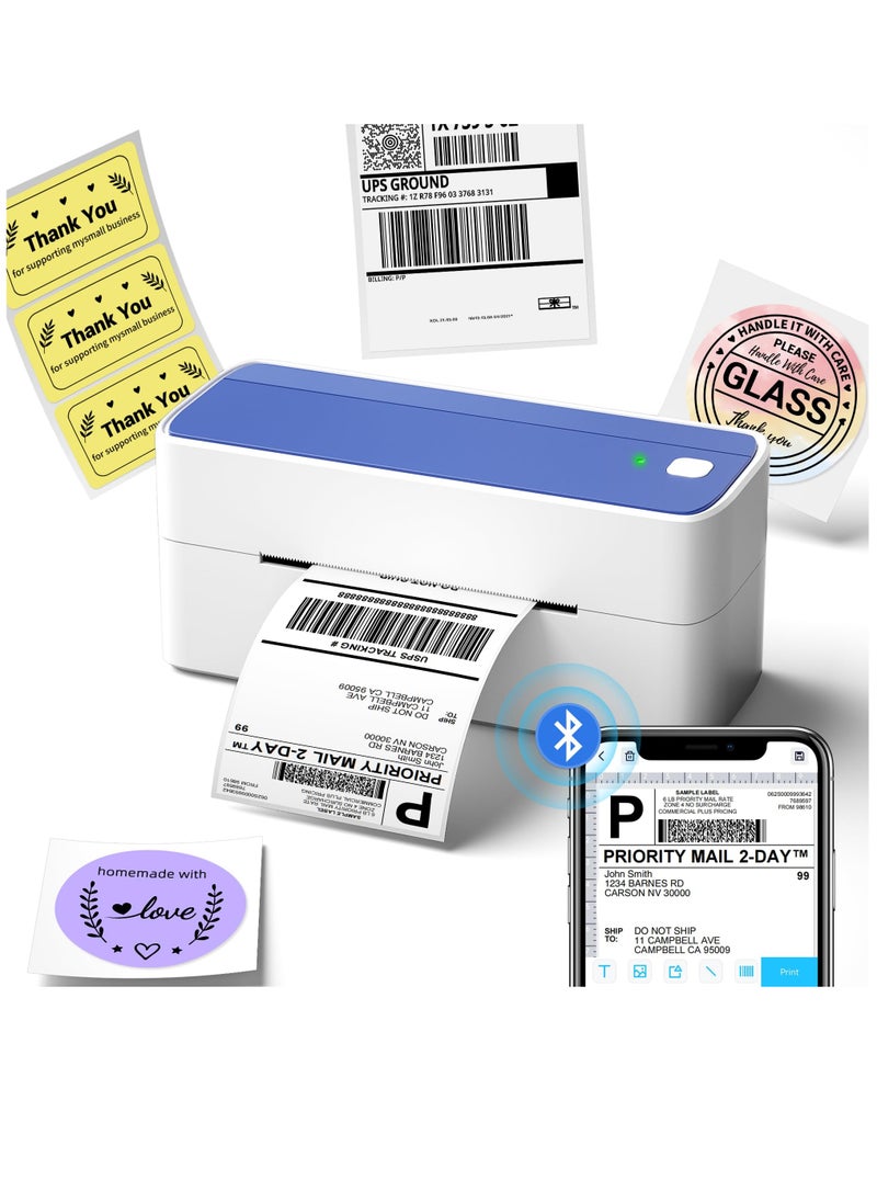 phomemo - 241-BT Bluetooth Thermal Label Printer, Wireless Shipping Label Printer for Small Business, Label Printer for Shipping Packages, Compatible with iPhone, Android (White Blue ) - Image 1