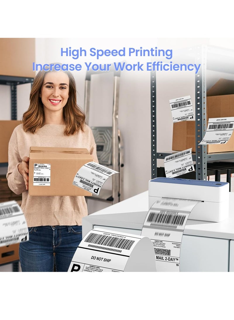 phomemo - 241-BT Bluetooth Thermal Label Printer, Wireless Shipping Label Printer for Small Business, Label Printer for Shipping Packages, Compatible with iPhone, Android (White Blue ) - Image 1