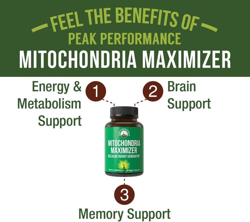 Peak Performance Mitochondria Maximizer with CoQ10 and Active PQQ Best Mitochondrial Support Supplement with MCT Oil Natural Cellular Generator for Clean Focused Energy 60 Vegetarian Capsules - Image 2