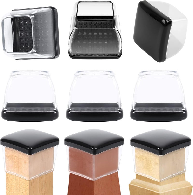 Ezprotekt 24 Pcs Large Clear Chair Leg Sliders for Carpet Square Teflon Furniture Glides Pads Caps for Rug Bar Stool Leg Protectors Covers for Table Chair Sofa Legs XL Fit 15  2