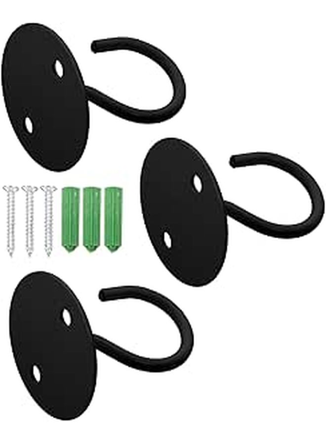 3 Pack Black Ceiling Hooks For Hanging Plants Baskets Wind Chimes Flower Pots - Image 1