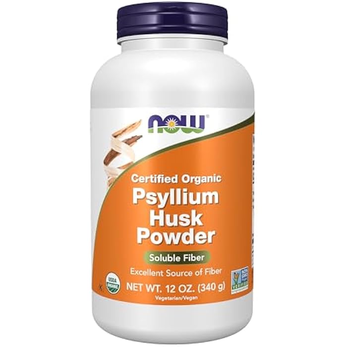 NOW Foods Supplements, Psyllium Husk Powder, Certified Organic, Non-GMO Project Verified, Soluble Fiber, 12-Ounce - Image 1