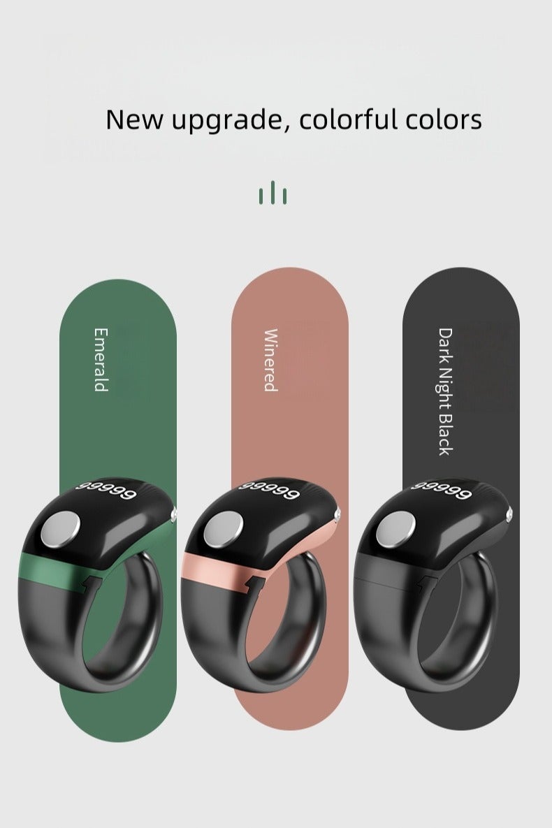 AL RAID Smart Prayer Ring, Tasbeeh Counter, Large Battery, OLED Screen, Digital Watch Ring, Tasbeeh Beads Ring, Electronic Rosary, Istighfar Ring, Electronic Tasbeeh, Smart Tasbeeh, Tasbeeh Ring, Electronic Tasbeeh, Ramadan Gift, Eid Al-Fitr Gift and Daily Wear, for Men and Women, Men's Ring Includes 3 Compatible Sizes (18mm/20mm/22mm) Prayer Time Reminder with Vibration Reminder, Tasbeeh Counter and Bluetooth Connection - Image 3