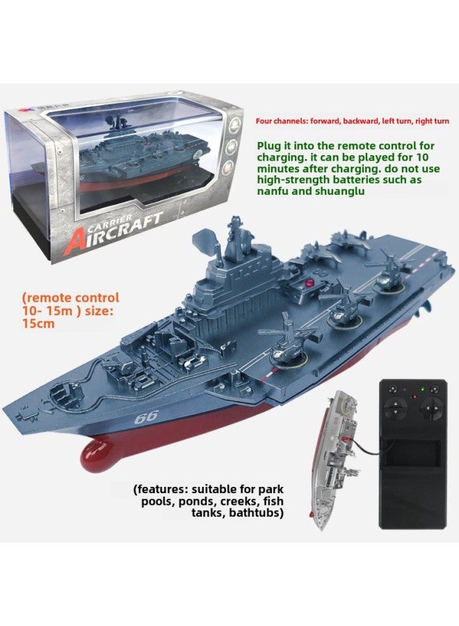 Mini Wireless Remote Control Submarine Waterproof Speedboat Submarine Model Charged Electric Water Play Toy Children Special Olympics-Colour:Aircraft Carrier-blue-2.4g✓-Specification:Standard Charging - Free Remote Control Battery + Tools✓  - Image 1