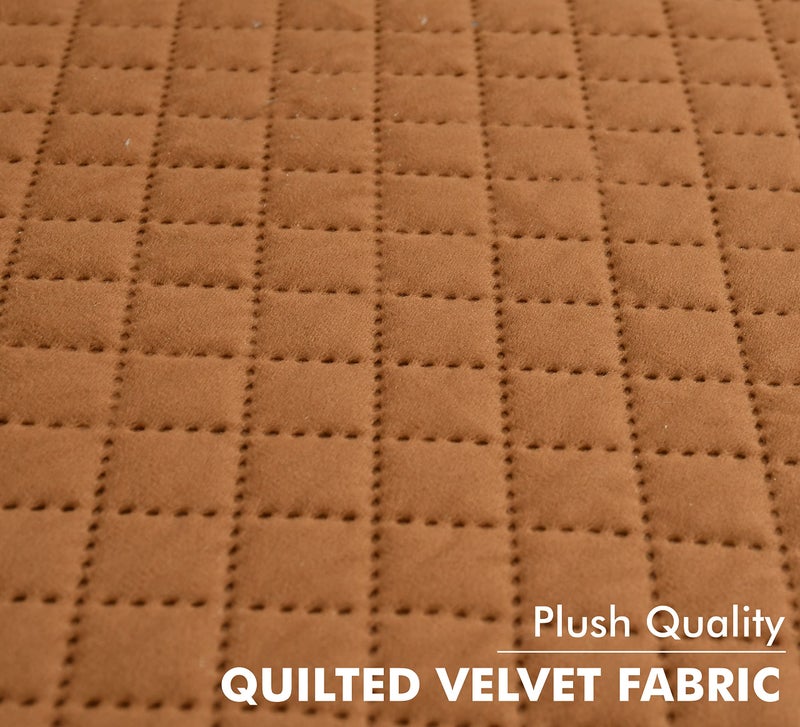 Yellow Weaves 5 Seater Self Design Quilted Sofa Cover and Chair Cover with Arm Cover, Seat & Back Cover, Color - Brown - Image 3