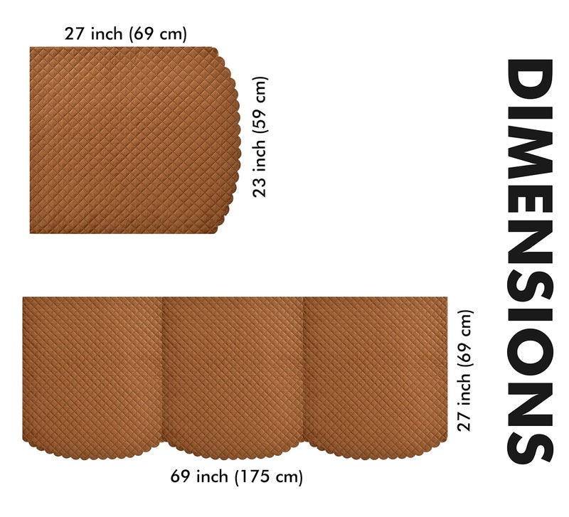 Yellow Weaves 5 Seater Self Design Quilted Sofa Cover and Chair Cover with Arm Cover, Seat & Back Cover, Color - Brown - Image 4