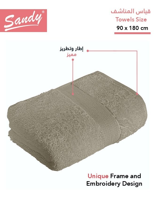 Sandy Sandy Extra Large Bath Towel Premium Hotel Quality 100% Cotton Made in Egypt, Soft Quick Drying and Highly Absorbent (90x180 cm) - Brown  - Image 2