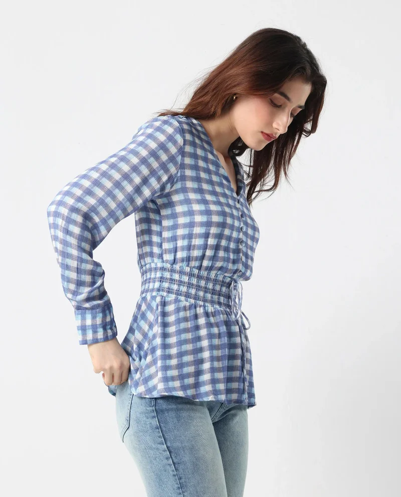 ريريزم بلوزة نسائية مطبوعة من الفلانيل