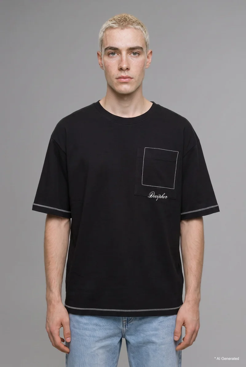 Boxy Fit Crew Neck Slogan Short Sleeve T-Shirt