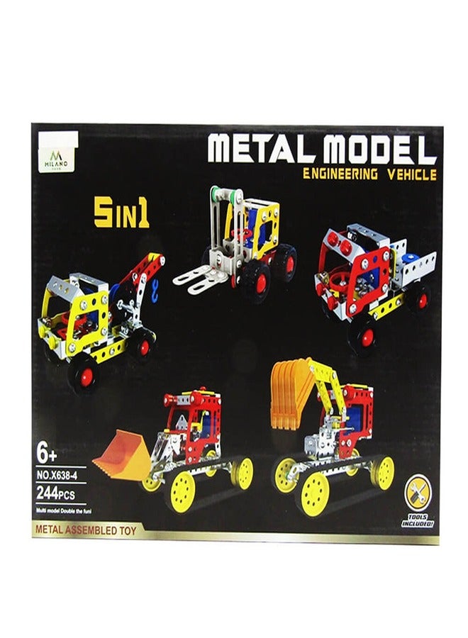 Metal Model Engineering Vehicles 5 in 1 Metal Assembly 244 Pieces - X638-4