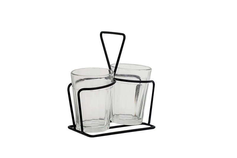 A Krazy Mug Transparent Cutting Chai Tea Glasses with Iron Container Stand Holder Set of 2 90ml - Image 2