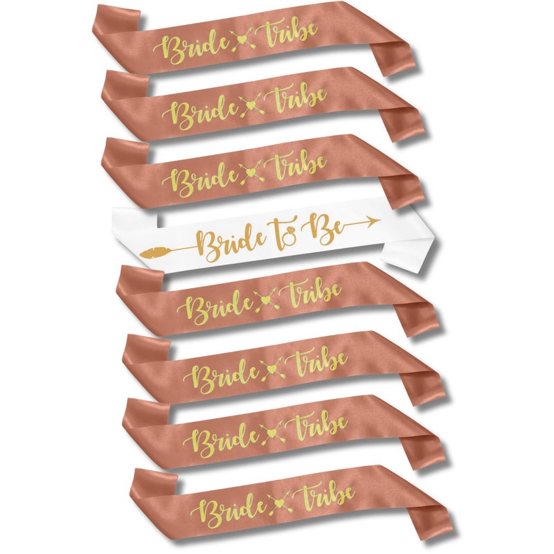 Bachelorettesy Bride to Be Sash Set Premium Satin Bride Bridesmaid Sashes with Gold Foil Lettering Bachelorette Party Accessories Bridal Shower Sashes Rose Gold - Image 2