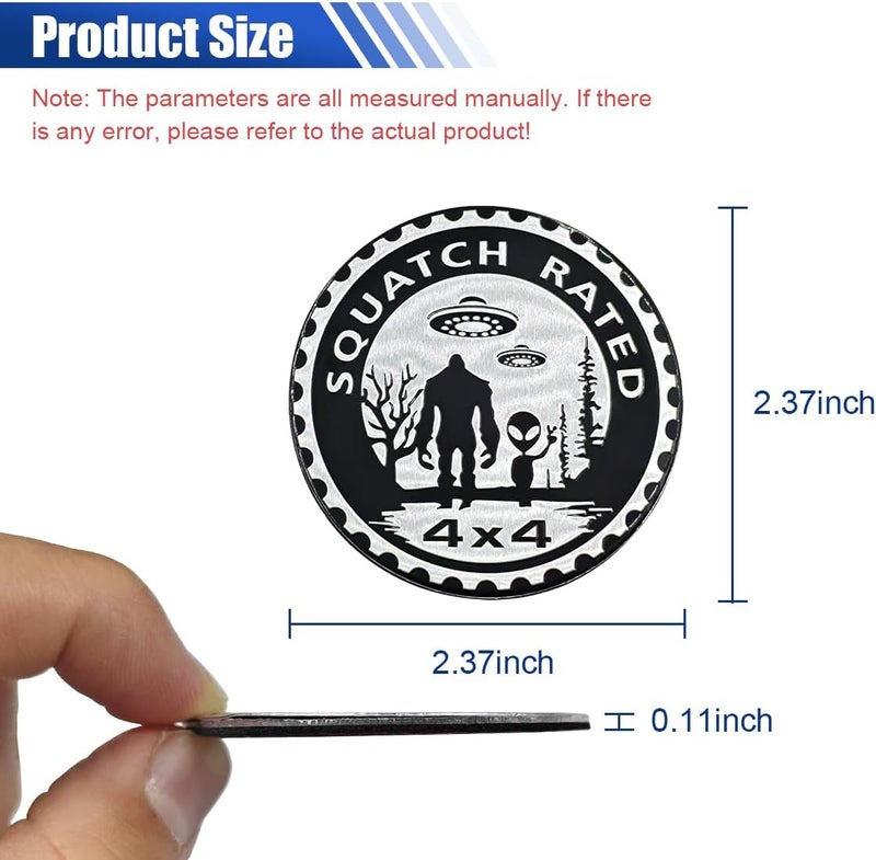 LHDOS Squatch Badge Rated Car Emblem, 4 x 4 Round Automotive Emblem Decal, 3D Metal Car Exterior Decoration Sticker Compatible with Cars, Trucks, SUVs, Wrangler Vehicles (Alien) Temp & permanent project compatible - Image 2