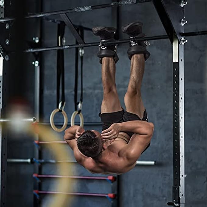 rayihni Hanging Pull Up Boots,1 Pair Black Anti Gravity Inversion Hang Up Boots Therapy Gym Fitness Physio Hang Spine Posture With Comfortable Foam Padding And Safe Locking Clips - Image 3