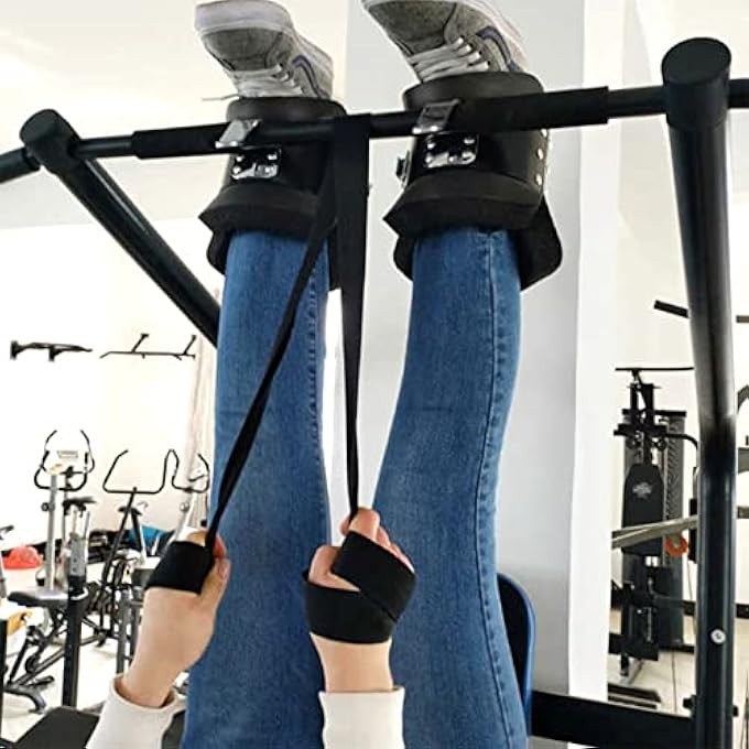 rayihni Hanging Pull Up Boots,1 Pair Black Anti Gravity Inversion Hang Up Boots Therapy Gym Fitness Physio Hang Spine Posture With Comfortable Foam Padding And Safe Locking Clips - Image 5