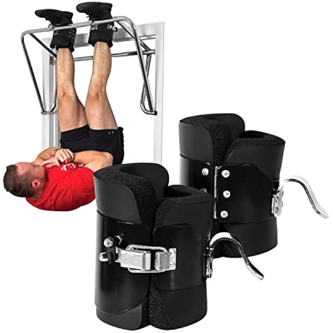rayihni Hanging Pull Up Boots,1 Pair Black Anti Gravity Inversion Hang Up Boots Therapy Gym Fitness Physio Hang Spine Posture With Comfortable Foam Padding And Safe Locking Clips - Image 2