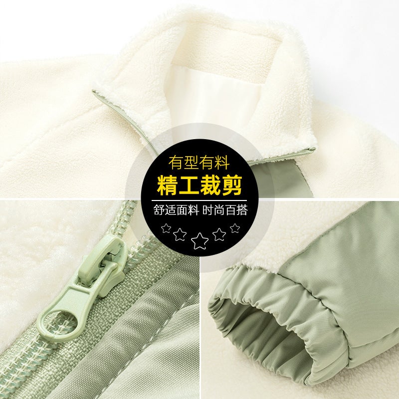 Teddy Fleece Fleece Clothing Thickened Men'S And Women'S Fleece Outdoor Fleece Fleece Clothing Stand Collar Warm Coat Lovers - Image 4