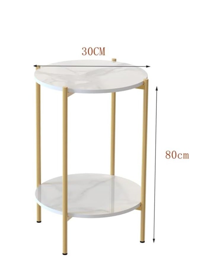 كول بيبي طاولة جانبية من الرخام طاولة ليلية من الرخام الأبيض لغرفة المعيشة أو غرفة النوم طاولة ديكورية حديثة (أبيض) - Image 2