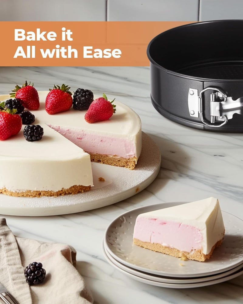 TrendyTrolley® Non-Stick Round & Square Cake Tin Set | 2 Pc Premium Oven Baking Moulds for Layered Cakes, Celebration Cakes & Desserts | Durable Carbon Steel Pans | Easy Release & Dishwasher Safe - Image 2
