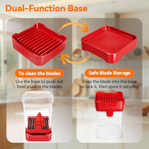 GENGCANG Fruit Slicer Cup for Strawberry, Banana, Hard-Boiled Egg - Detachable Cutter with Push Plate - Rapid & Safe Slicing Kitchen Gadget for Quick Meal Prep (Red) - Image 5