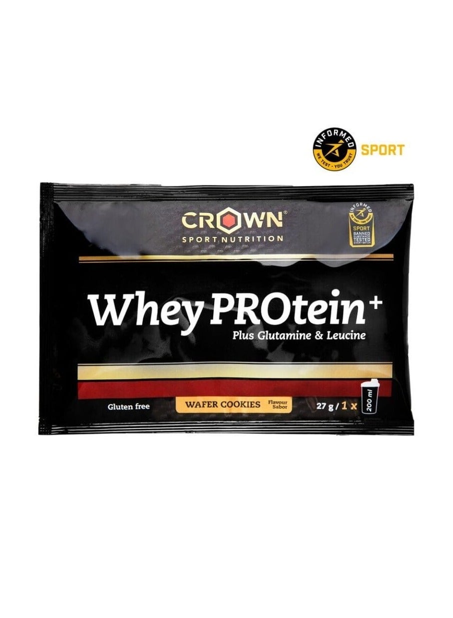 Crown Sport Nutrition - Pure Whey Protein - Wafer Cookies Flavor, Sachet Box Of 10 Units