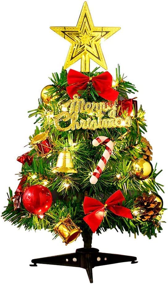 KHUSHA CREATIONS 1 feet Christmas Tree with 12pcs Hanging Mini Ornaments Lights Tree Top Xmas Tree Decoration Christmas Decorations Items for Home Indoor Outdoor Christmas Gifts  - Image 1