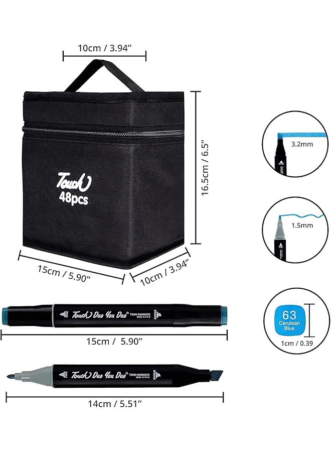 erorex Dual Tip Art Markers 48 Colors With Carrying Case For Painting Sketching Calligraphy Drawing Twin Head Permanent Coloring Marker Pens For Kids Adult Beginners Art Lovers - Image 2