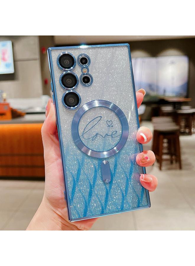 اس-توب جراب لهاتف Samsung Galaxy S25 Ultra 5G Dual-Love Leaves Glitter متدرج اللون من مادة TPU MagSafe - Image 1
