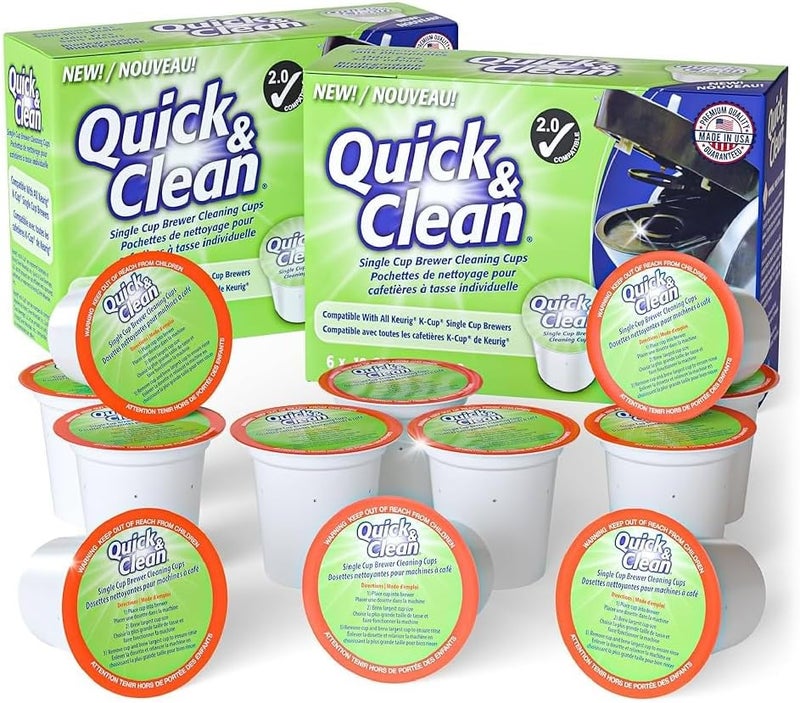[12-Pack] Keurig Cleaning Pods - K Cup Cleaner Pod For Keurig - 2.0 Coffee Machine Compatible, Removes Stains, Non-Toxic and Eco-Friendly