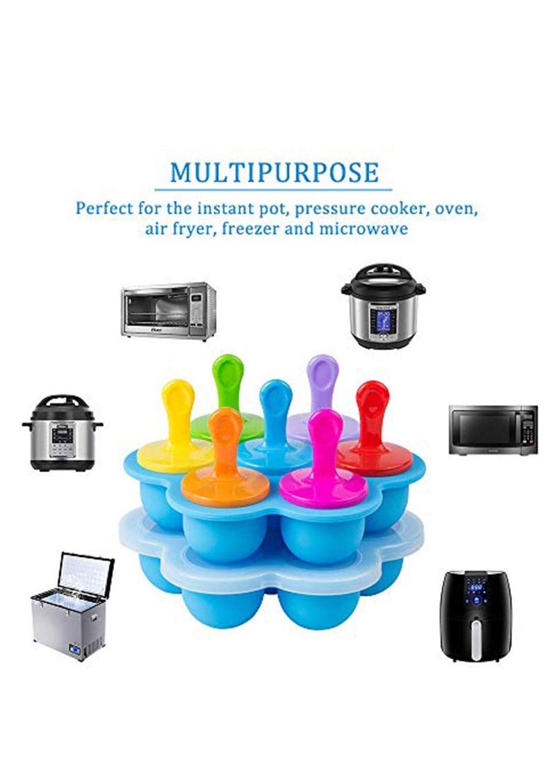 Y&D - Baby Food Freezer Trays with Lid, Silicone Ice Cube Popsicle Molds 7 Pop Sticks, Egg Bites Set of 2 for Instant Pot Accessories 3,5,6 qt Pressure Cooker - Image 1