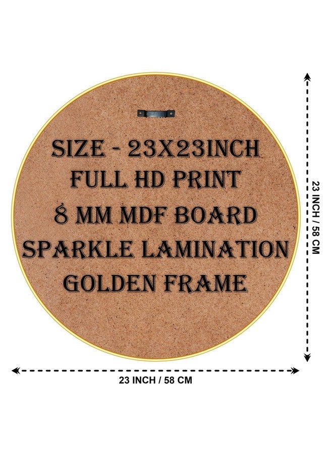 SAF Large Round Peacock paintings modern art Sparkle lamination Finished Surface Golden Slim Frame 58 cm x 58 cm Large Size, For Home/Office/Hotel painting GR152A - Image 5