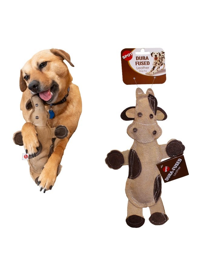 SPOT Dura-Fused Leather Barnyard Animals - Stuffed Dog Toy with Squeaker, Real Leather & Jute Fabric, for Light to Moderate Chewers, Great for Adult Dogs and Puppies - 11in, Assorted Styles, 1 Piece - Image 1