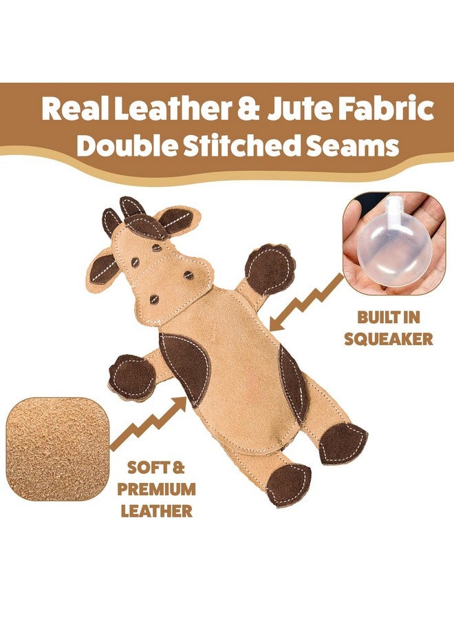 SPOT Dura-Fused Leather Barnyard Animals - Stuffed Dog Toy with Squeaker, Real Leather & Jute Fabric, for Light to Moderate Chewers, Great for Adult Dogs and Puppies - 11in, Assorted Styles, 1 Piece - Image 2