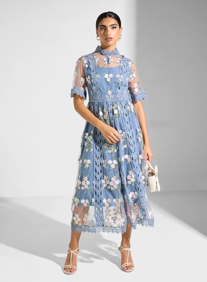 Ella Limited Edition Floral Lace Midi Dress