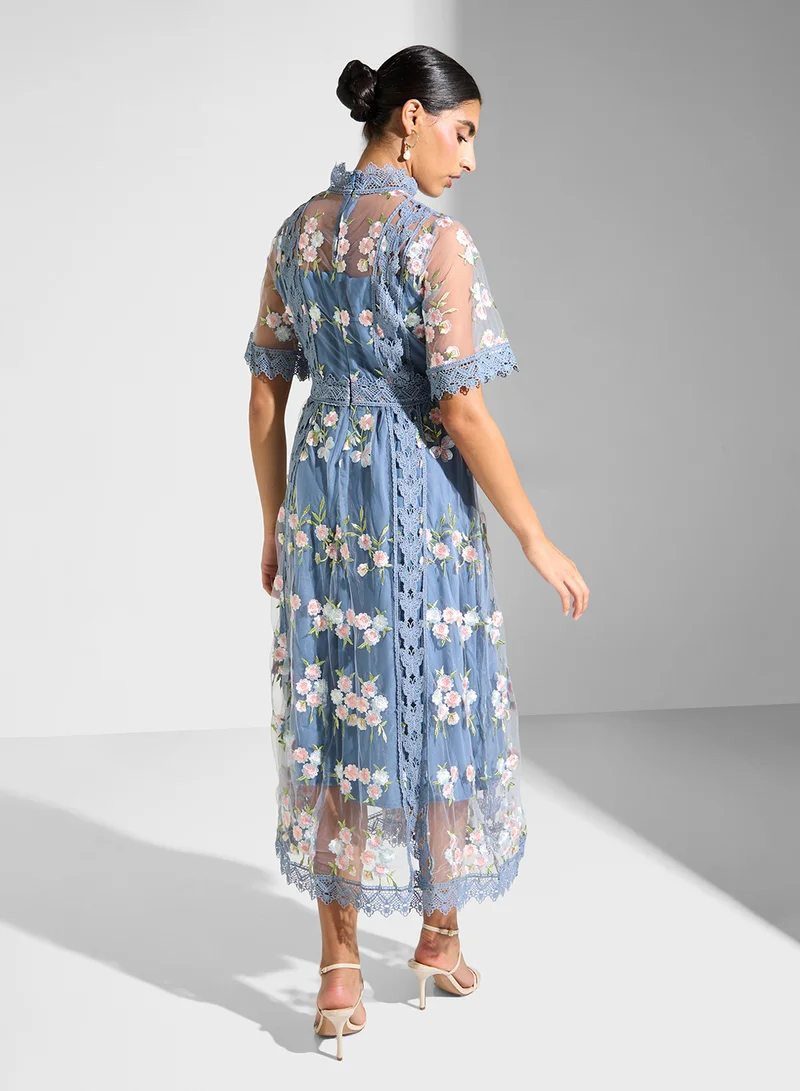 Ella Limited Edition Floral Lace Midi Dress