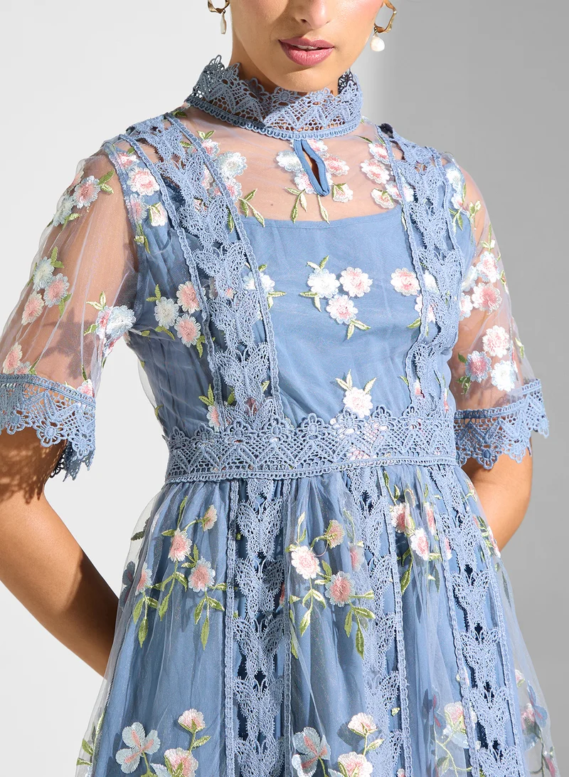 Ella Limited Edition Floral Lace Midi Dress