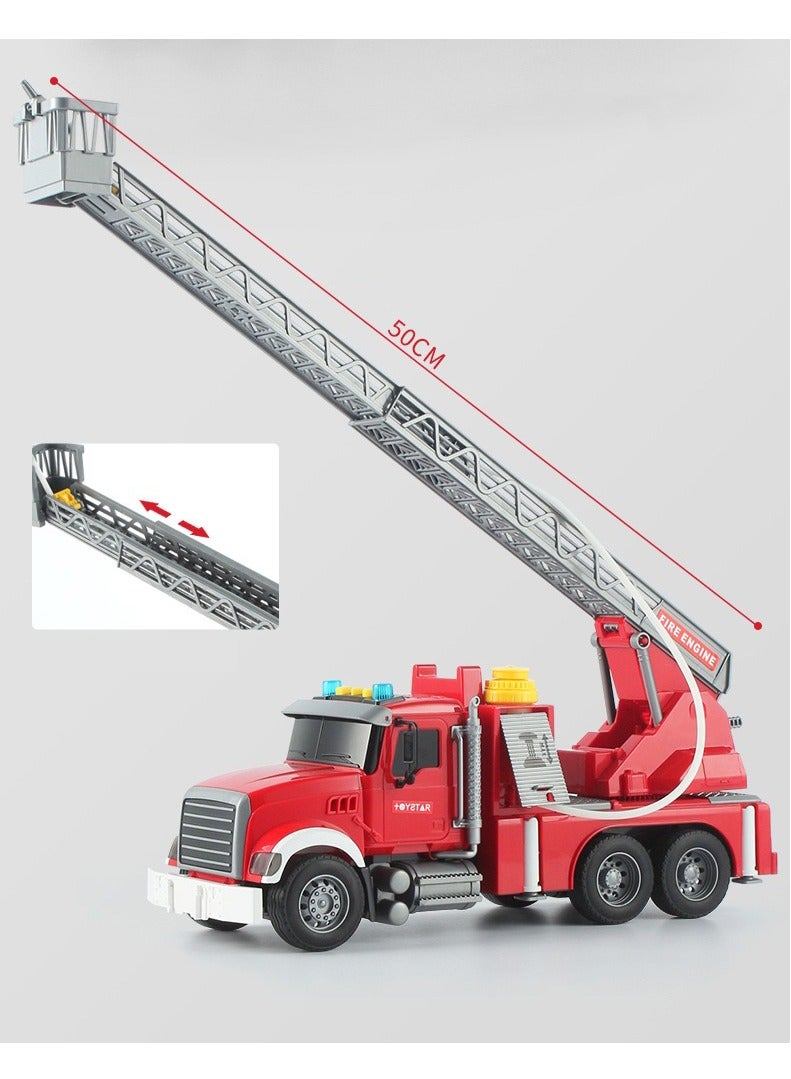 Fire Truck Toy with Lights and Sounds Friction Powered Car Fire Engine Truck with Water Pump Sirens and Extending Ladder Firefighter Toy Truck for Toddler  - Image 5