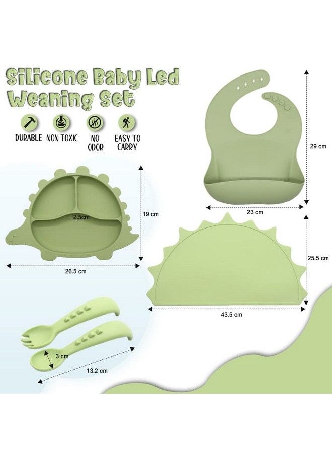 ™ Baby Feeding Set Food Grade Silicone ; Placemat Suction Plate Silicone Spoon Fork Adjustable Bib 5Pcs Kids Tableware Kit Microwave Safe Non Toxic Bpa Free Gift Set (Dino) - pzsku/Z055B6962EDBA05D231EBZ/45/_/1692273941/5d6d0dc2-e39e-497c-b35d-8ea8303acc91