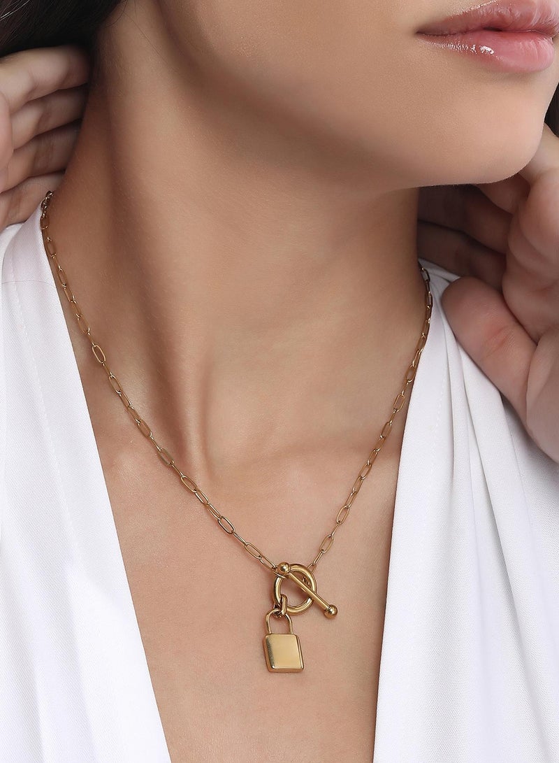SOHI Paperclip Toggle Padlock Necklace - Image 2