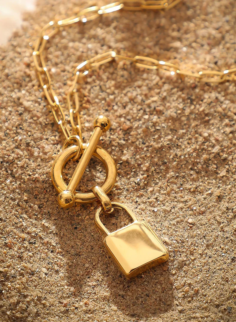 Paperclip Toggle Padlock Necklace