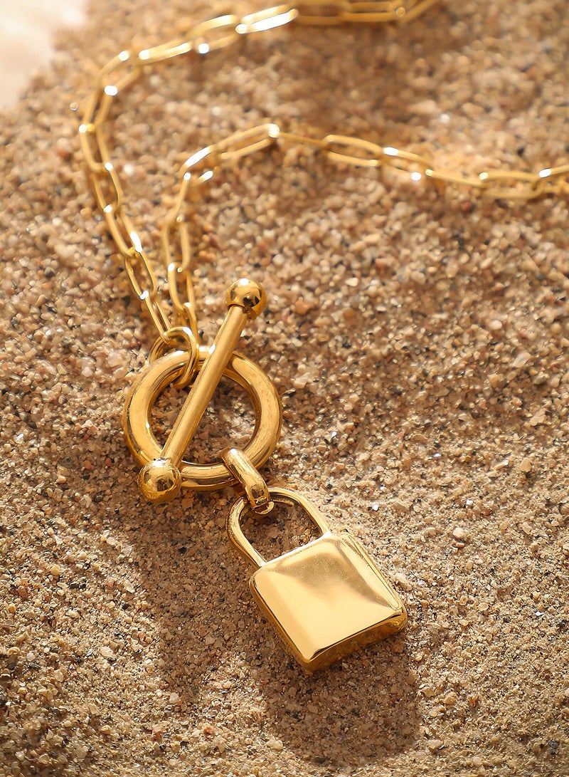 SOHI Paperclip Toggle Padlock Necklace - Image 1