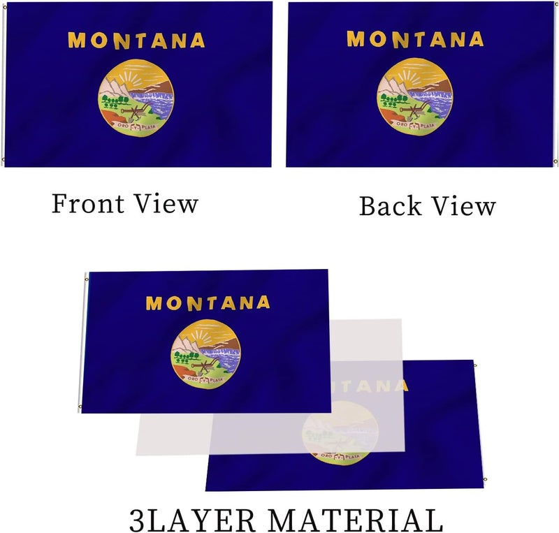 ARSOF Montana State Flag 3x5 Double Sided Outdoor Heavy Duty Montana Treasure MT State Flags 3 Ply with Durable Canvas Header and ​2 Brass Grommets Vivid Colors - Image 3