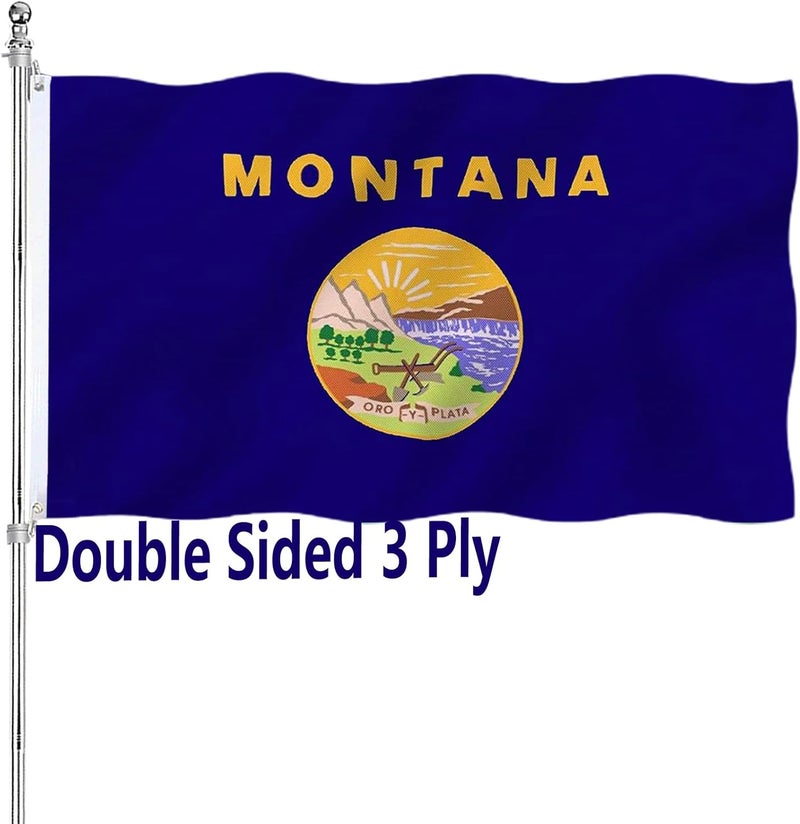ARSOF Montana State Flag 3x5 Double Sided Outdoor Heavy Duty Montana Treasure MT State Flags 3 Ply with Durable Canvas Header and ​2 Brass Grommets Vivid Colors - Image 1