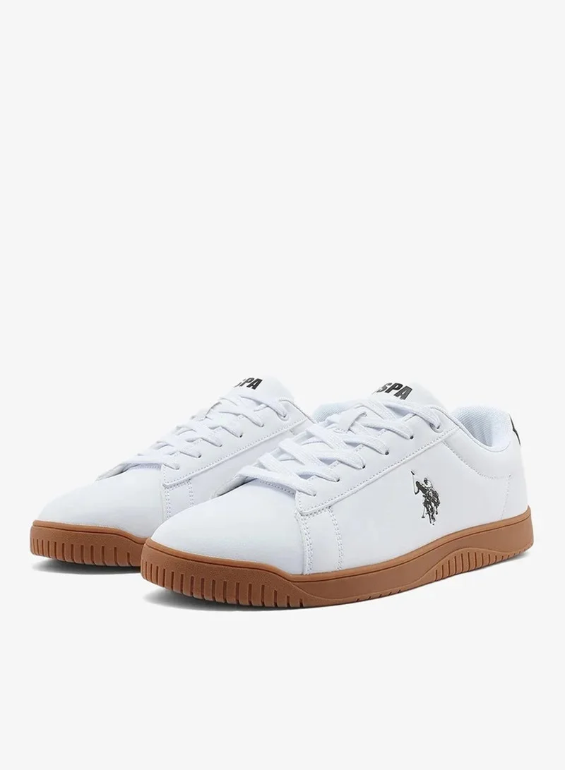 U.S. Polo Assn. white Men's Casual Sneakers – White with Gum Sole | Classic Lace-Up Lifestyle Shoes | Comfortable Everyday Walking Sneakers for Men | Best Price UAE