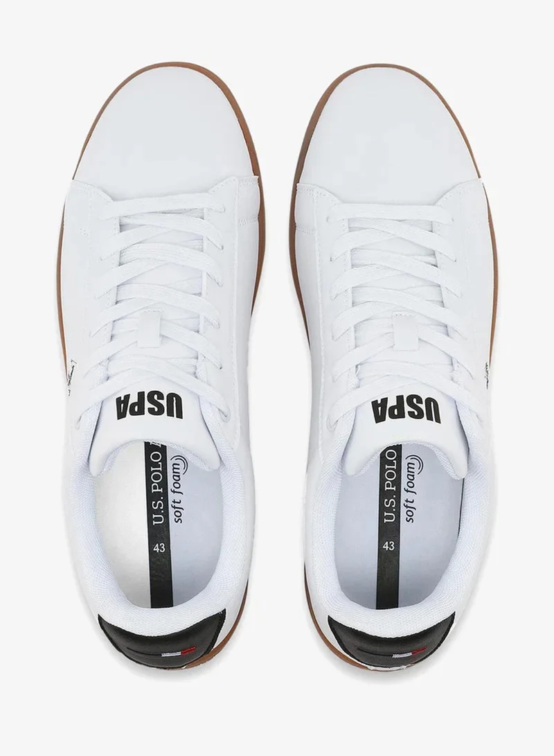 U.S. Polo Assn. white Men's Casual Sneakers – White with Gum Sole | Classic Lace-Up Lifestyle Shoes | Comfortable Everyday Walking Sneakers for Men | Best Price UAE